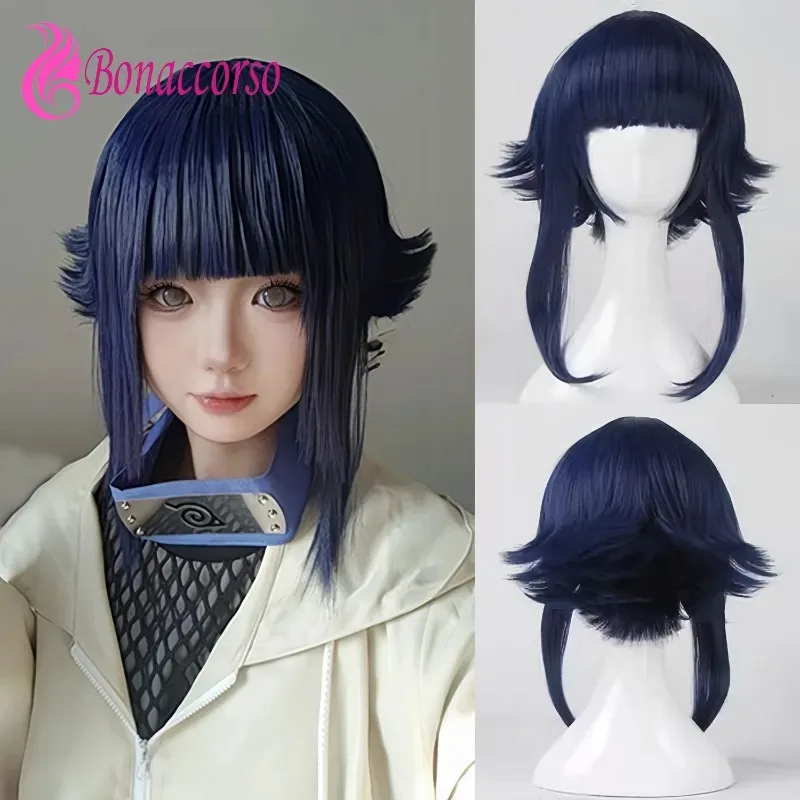 

HOKAGE NINJA Хьюга Хината, парик для косплея, синтетический короткий прямой парик, аниме Coser, милая девушка, термостойкое волокно, парик высокого качества