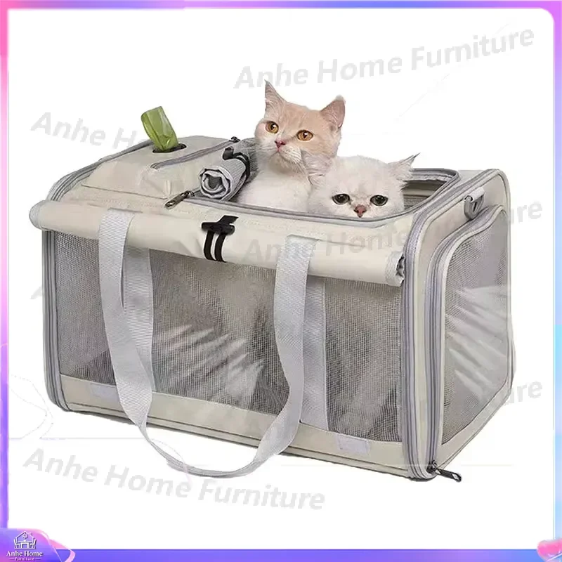 Foldable Pet Carrier Backpack for Cats Small Dogs Airline Approved Mesh Window Breathable Travel Bag with Shoulder Straps