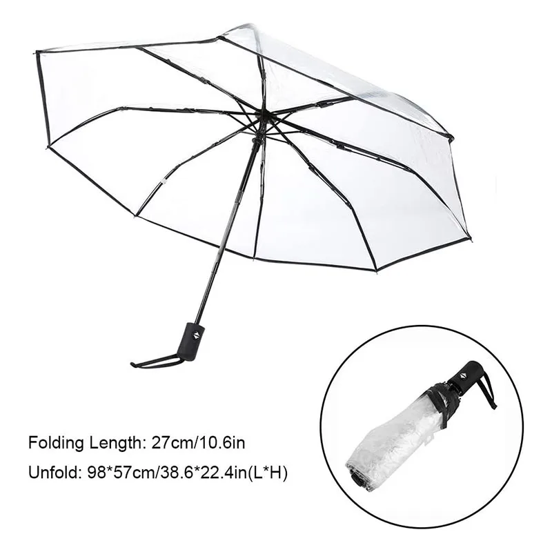 Rain Umbrella Automatic Transparent Folding Umbrella Men Ripple Edge Black Business Summer Women Sun Windproof Parasol