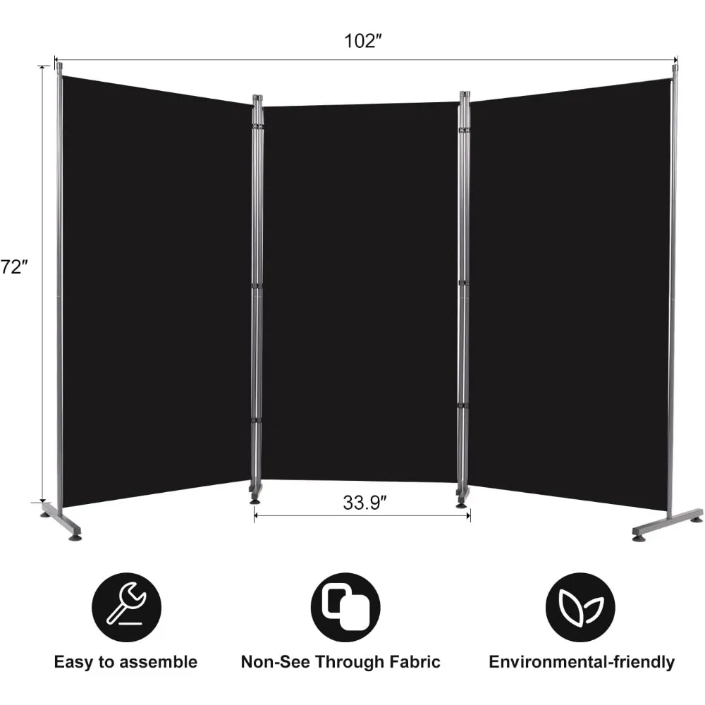 Room Divider Folding Privacy Screens, 3 Panel Partition Room Dividers Freestanding Design, Portable Wall Divider for Room