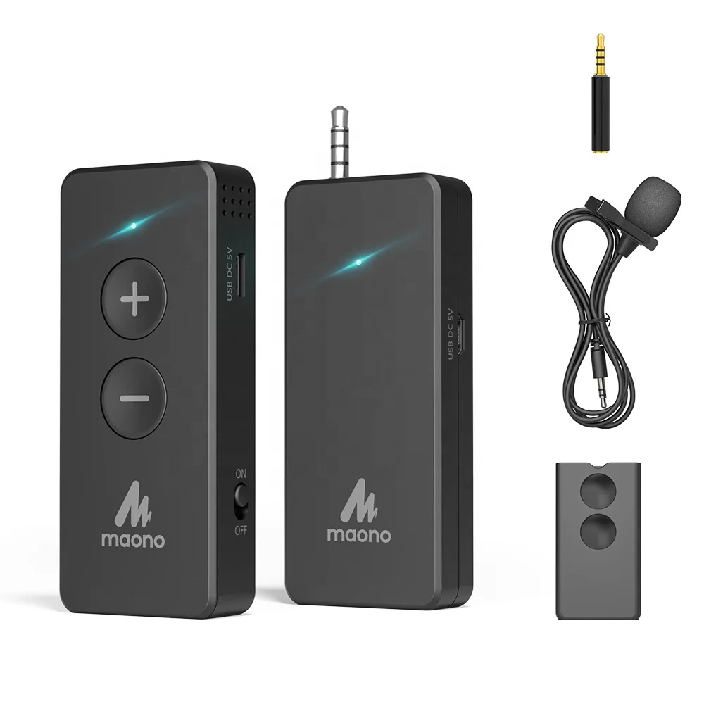 

MAONO Wireless Lavalier Microphone 2.4G Rechargeable Wireless Wifi Microphone Interview Mike Wireless Condenser Microphones