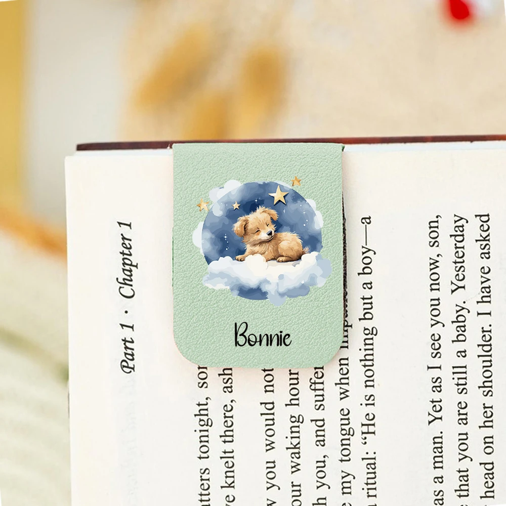 1PC Cute Puppy Customizable Name UV Print Aqua Blue Book Clamp For School Supplies view 2