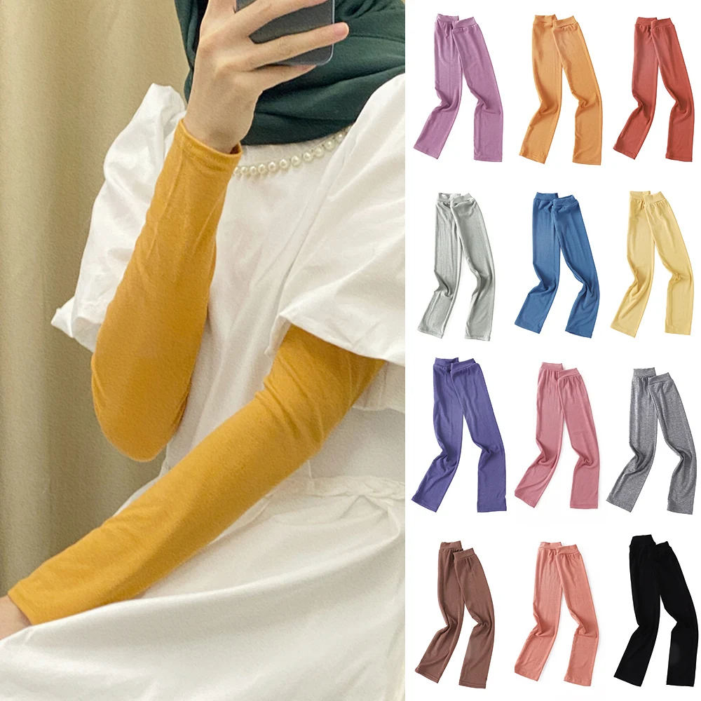 1 Pair Anti-sunburn Sleeve Oversleeves Ramadan Arm Warmers Islam Muslim Hijab Sleeve Arm Cover Protector Solar Cycling Sleeve