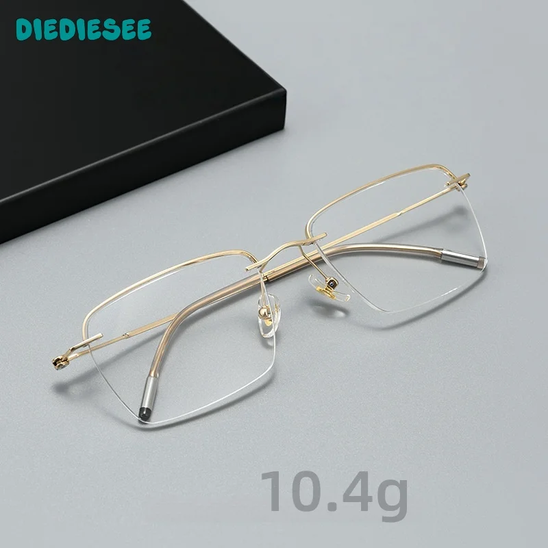

DIEDIESEE Ultra Light Men's Refined half Frame Business Elite Gold Wire Large Frame Optical Prescription Eyeglass Frame H9006BJZ
