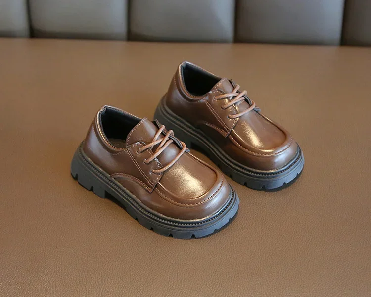 Kinder-Lederschuhe für Jungen und Mädchen, Unisex, formelle Kinderschuhe im britischen Stil, zum Schnüren, weiche, dicke Sohle für Hochzeit, Party, rutschfest – Detail 15