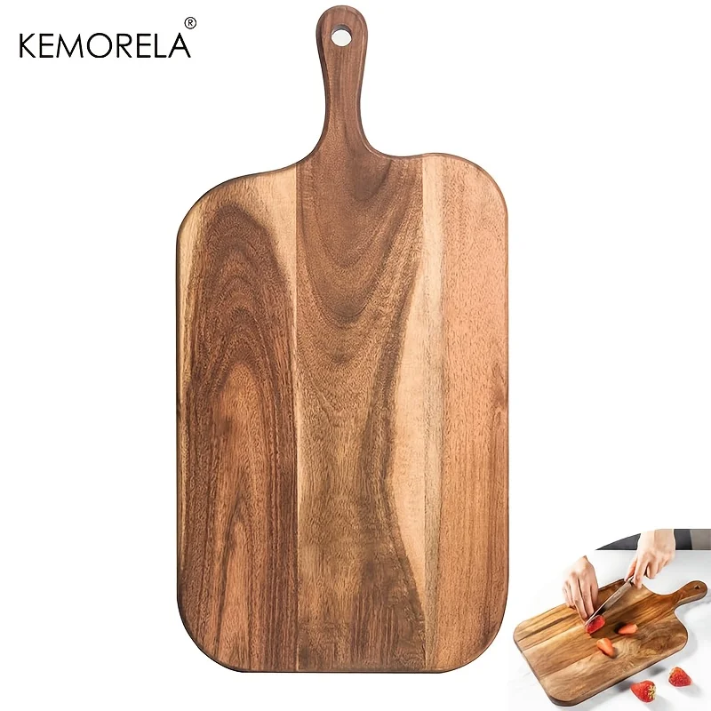 Tabla de cortar de madera de acacia con mango, para queso, pan, bloque de carnicero para restaurante, cocina y uso doméstico, dos tamaños disponibles