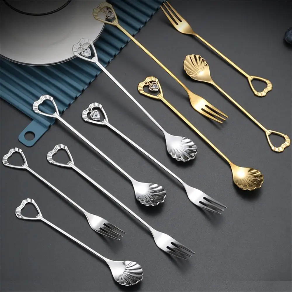 2/3PCS Mixing Spoon Stainless Steel Modern Minimalist Pendant Ins Wind Spoon Dessert Spoon Creative With Hand Gift Fork