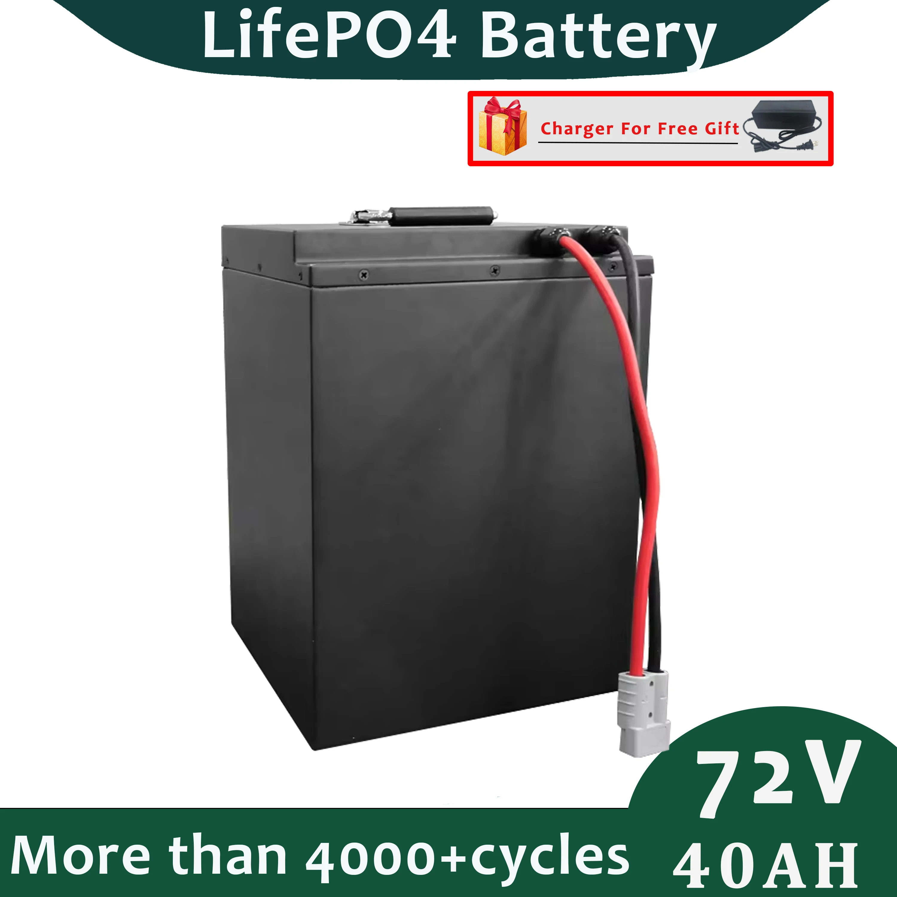 

72v 40Ah LifePO4 Lithium Iron Phosphate Battery Pack For Electric Motorcycle With 5A Charger