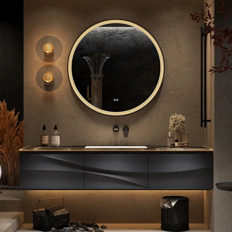 Factory Direct 2026 French medieval oak bathroom cabinet combination natural luxury stone toilet washbasin washbasin bathroom ca