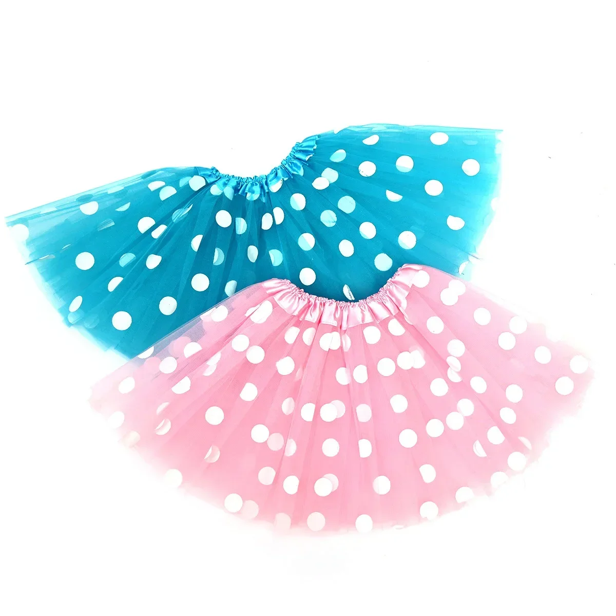 8pcs Girls Tutu Skirts 3 Layer Polka Dot  Ballet Tulle Bubble Skirt for Toddler Girl Birthday Party Easter Costume Christmas