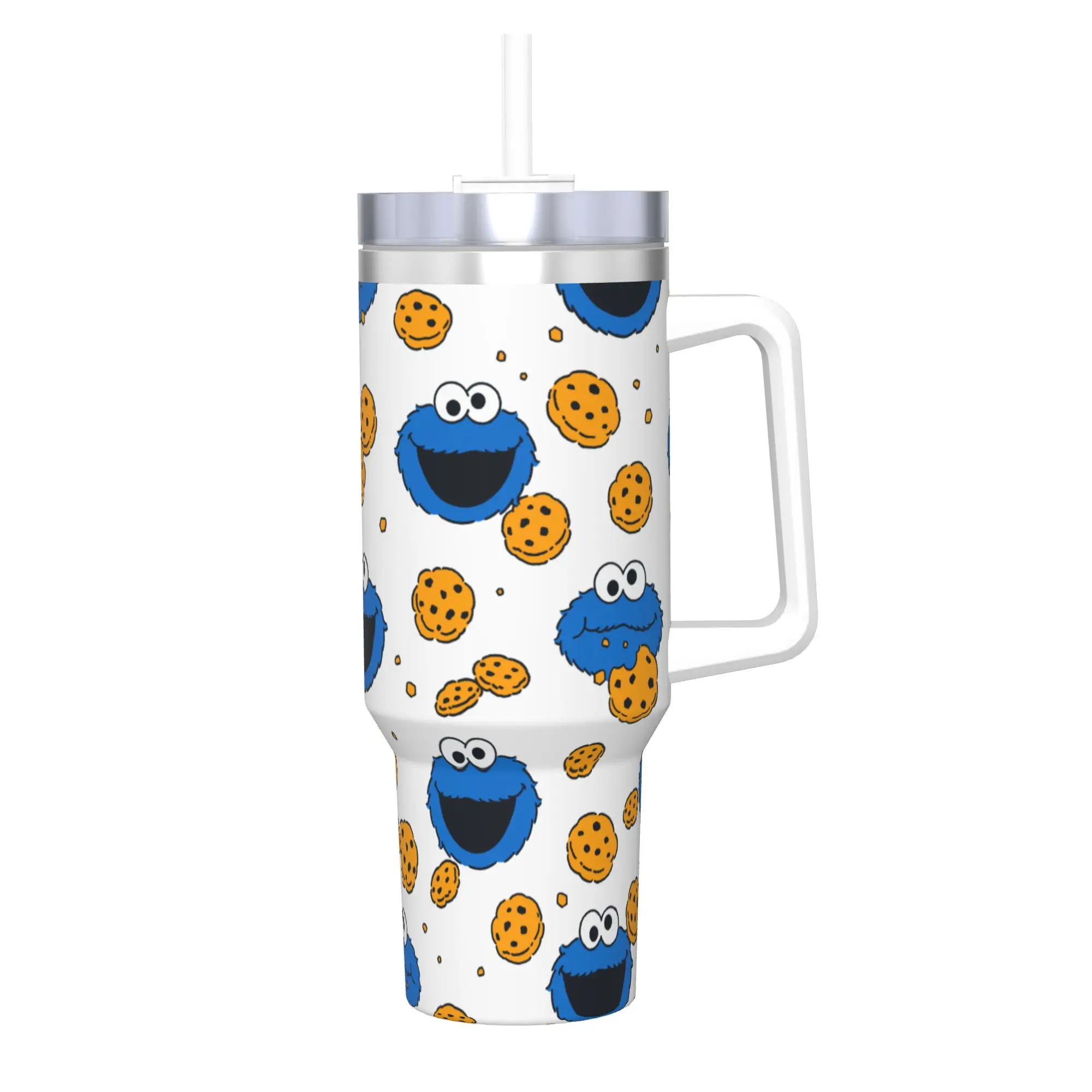Stainless Steel Tumbler Cookie Monster Coffee Mug  Leakproof Hot Drinks Car Mugs Beach Water Bottle