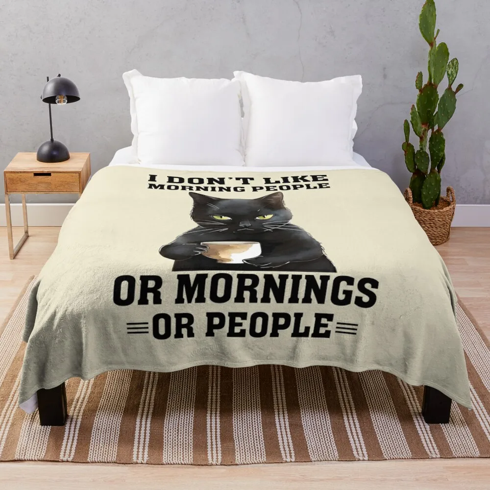 

I Don't Like Morning People Or Morning Or People Throw Blanket Personalized Gift Picnic Plaid Blankets