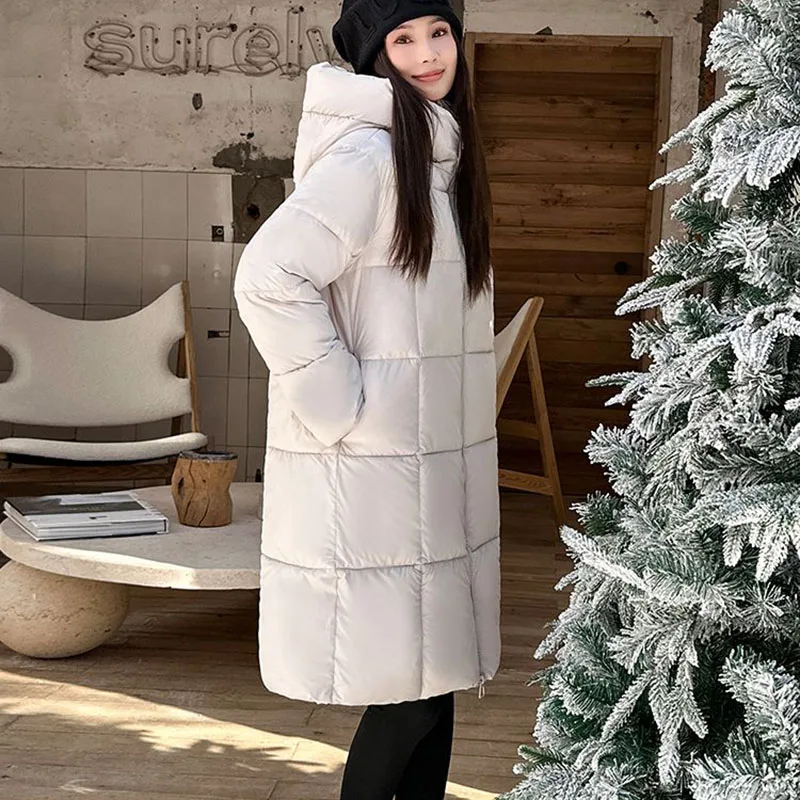 ผู้หญิงยาวลงผ้าฝ้ายCoat,หนาเสื้อแจ็คเก็ต,ลําลองHooded Parker Overcoat,แฟชั่นหญิง,ฤดูใบไม้ร่วง,ฤดูหนาว,ใหม่