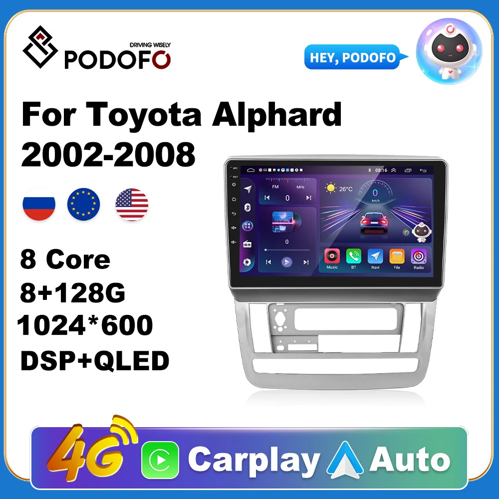 

Автомагнитола Podofo, 2DIN, для Toyota Alphard 10 Series 2003-2008