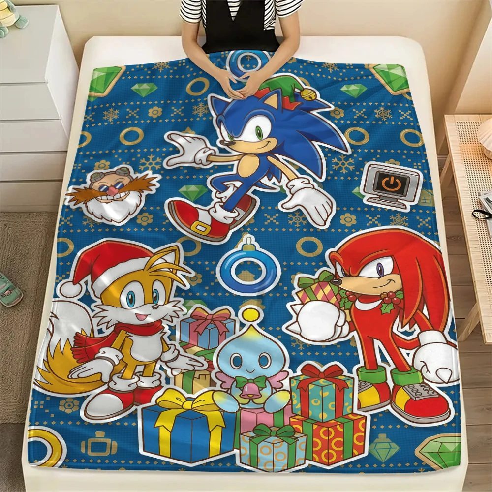 Flanelldecke mit Motiven aus dem Sonic the Hedgehog, zartes Muster für die Inneneinrichtung, schönes Geschenk.xwn