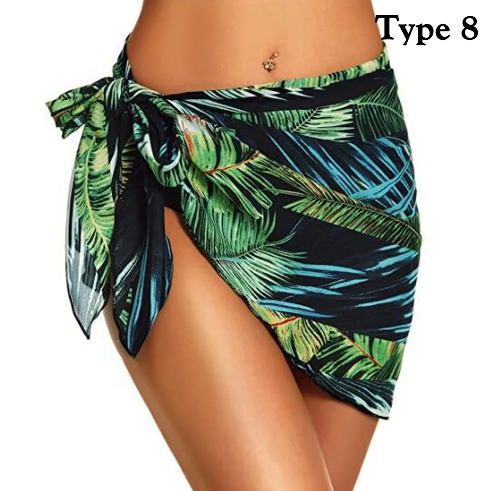 Chiffon Womens Sarongs Wrap Skirt Coverups Short Sarongs Chiffon Swimsuit Soft Wrap Sheer Swimwear Cover-Up Dress Beach Bikini