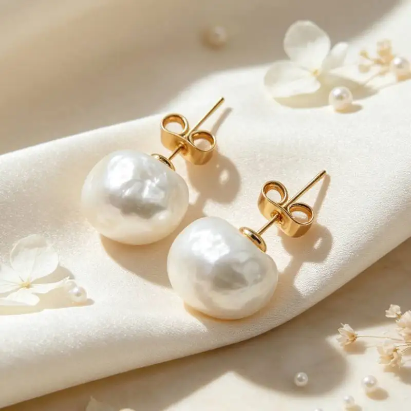 White Baroque Pearl Earrings  Ear Stud Gift Jewelry Mesmerizing Classic Real Fashion Natural Accessories Aurora