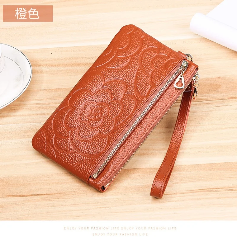 Explosive fashion leather coin purse versatile simple double layer clutch bag large capacity women's cell phone bag