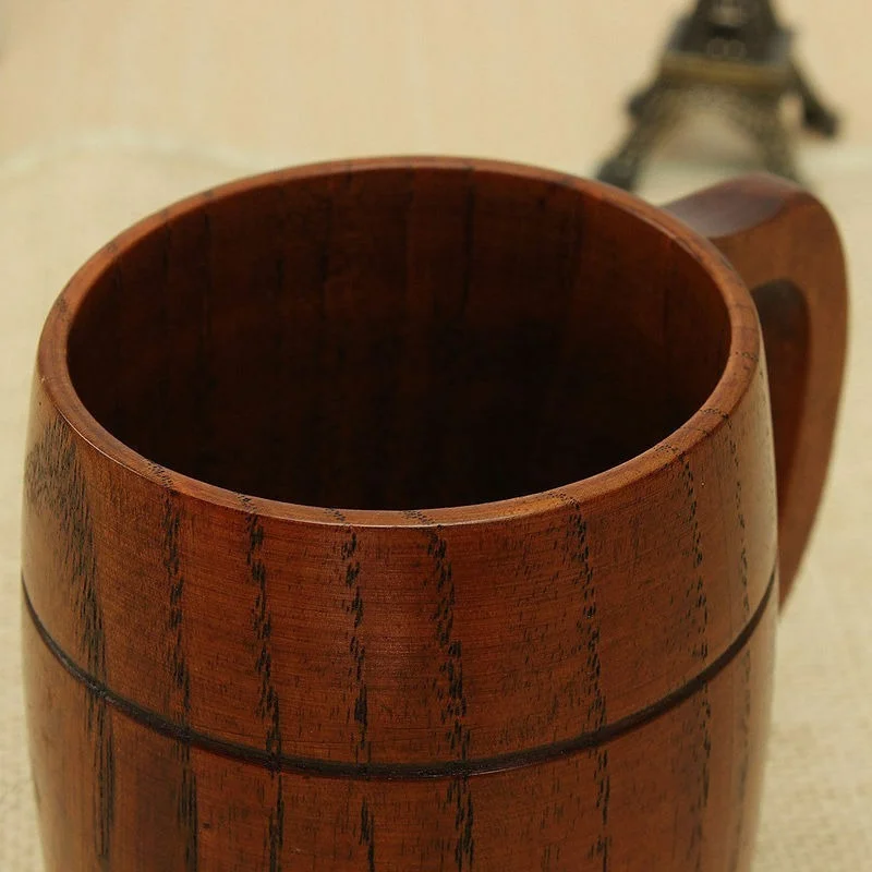 Handcrafted Wooden Mug 400mL Milk Beer Mug Handmade Tea Beer Drink Cup With Handle Vintage 1pc Mug 2022 Sale