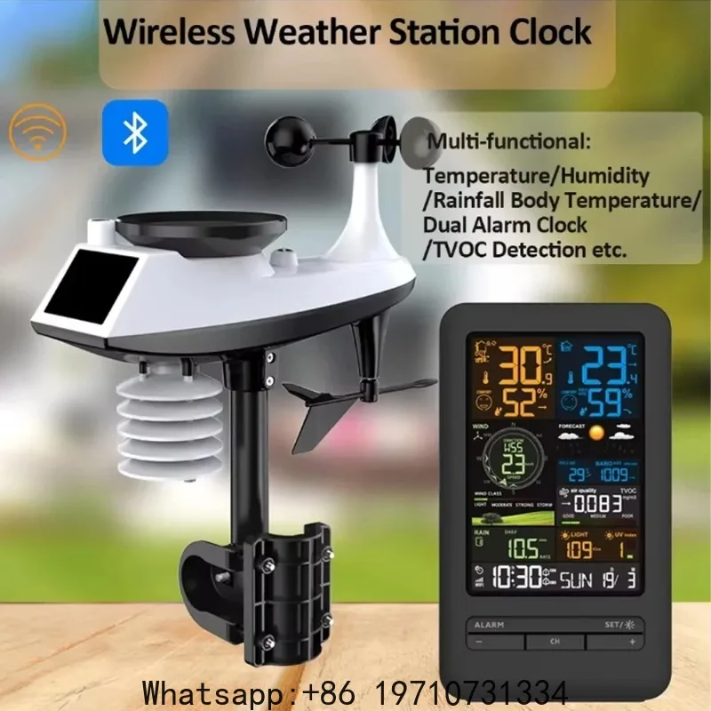 WiFi Smart Weather Station Smart Home Digital Thermometer with Sensor Temperature Humidity Date Light Index Air Quality Monitor