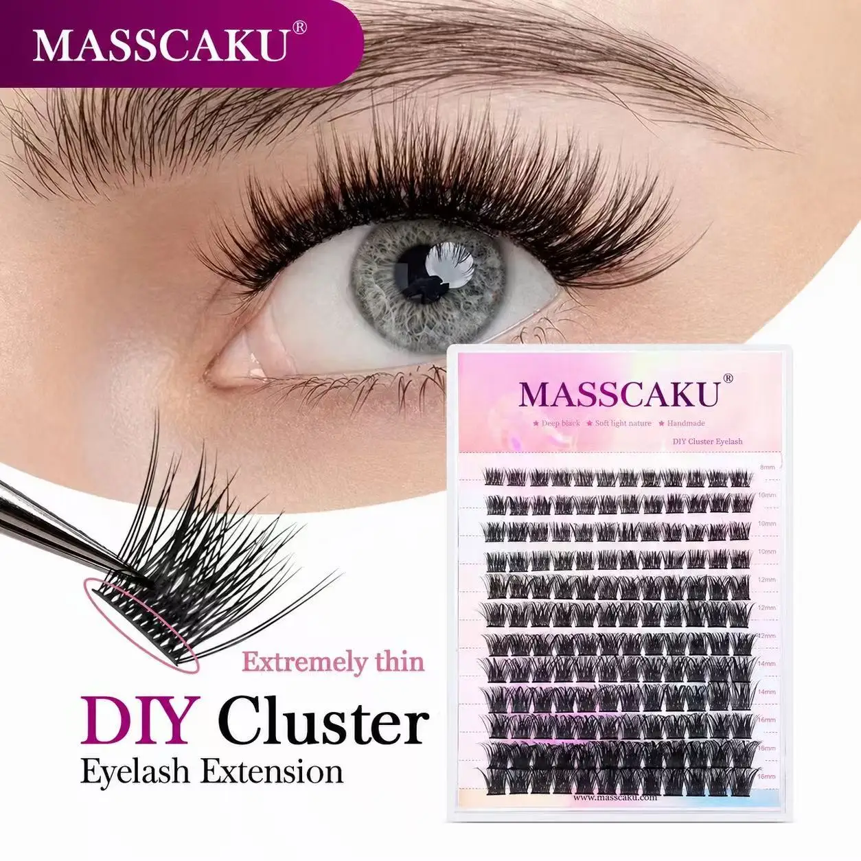 Mix Color 144 Russian Volume MASSCAKU False Eyelashes Natural Soft DIY Cluster Segment Lashes Cute Deer Rainbow Eyelashes
