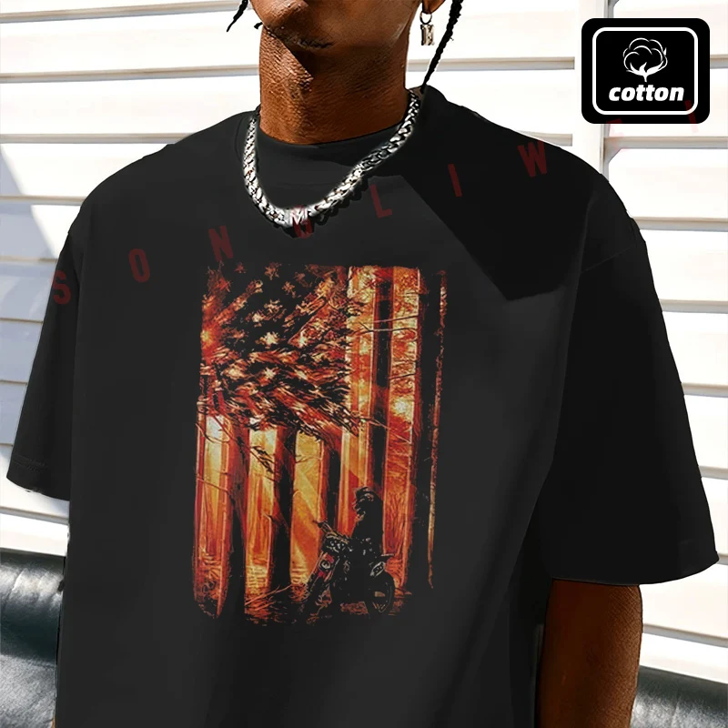 

Limited Moto Youth Graphic Motorcycle Men's T Shirt Casual Mens Cotton Round Neck Short Sleeved T-shirt