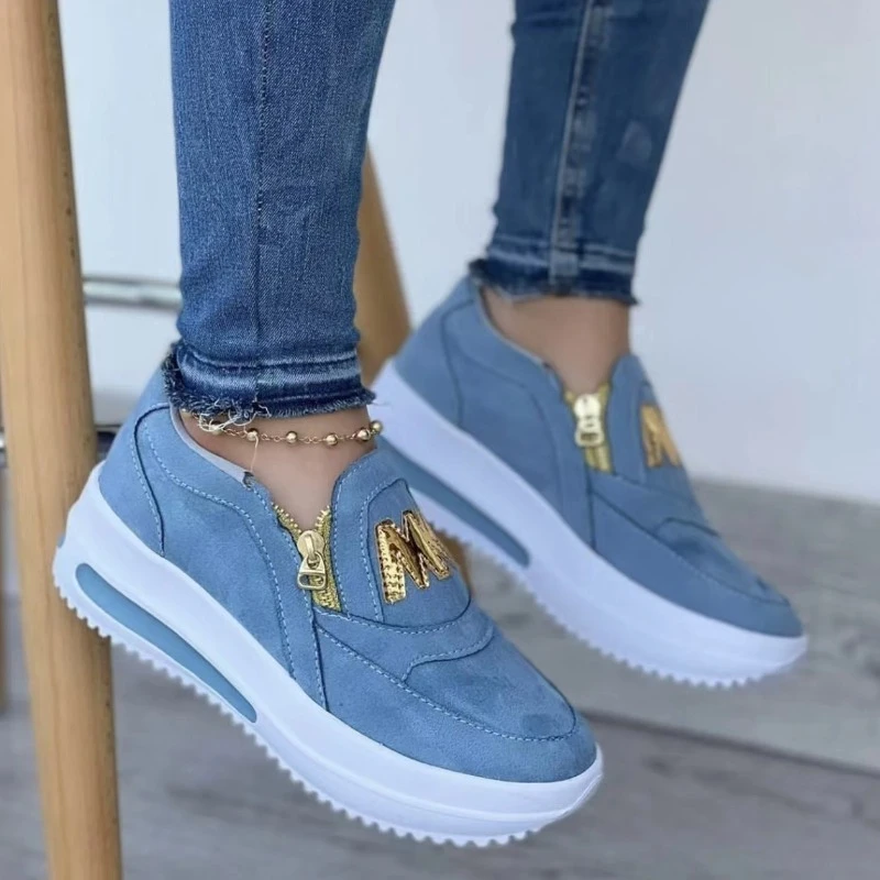 Zapatos de plataforma informales sin cordones para mujer, mocasines de moda, zapatillas de tenis para mujer