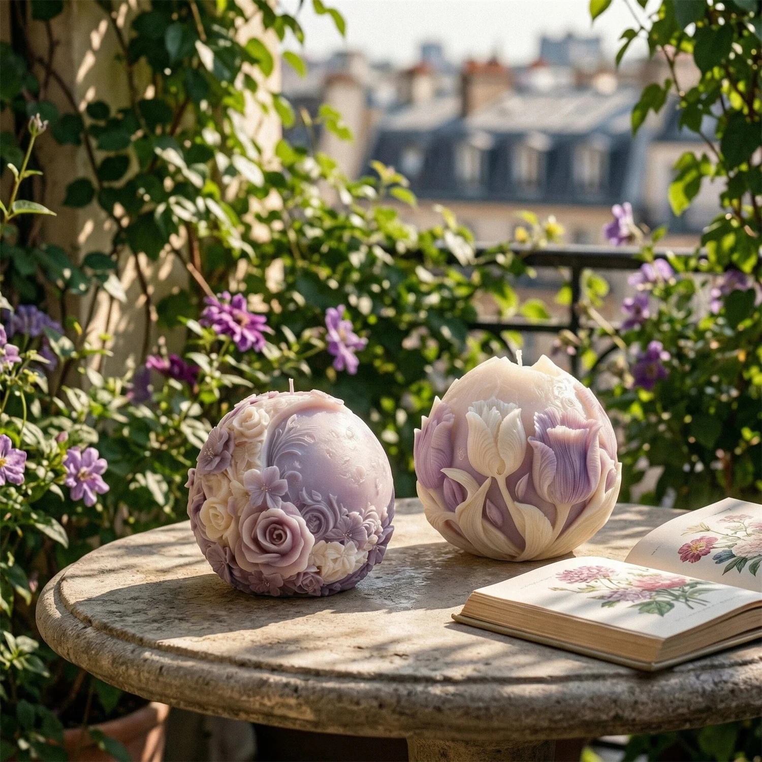 3D Tulpenblumen-Kugelkerzen-Silikonform, Blumen-Mond-Kugelförmige Aromatherapie-Kerzen-Gipsform für Gipskunst und Heimdekoration