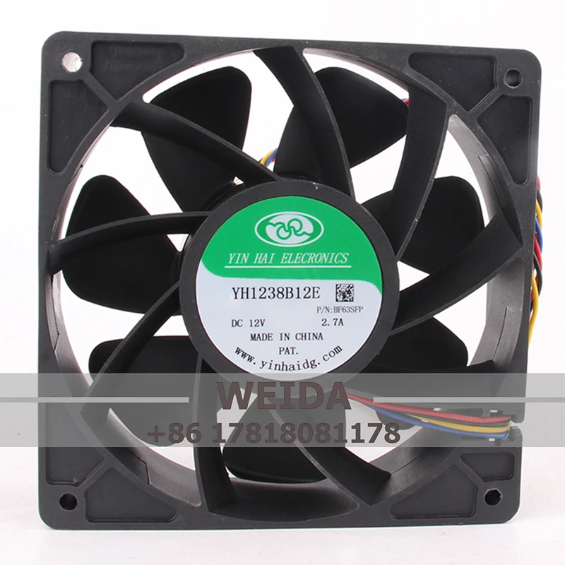 

Case Fan Dual Ball Bearing for Yinhai YH1238B12E 12V 2.7A 120X120X38MM 12cm 12038 4 wires high power inverter cooling fan