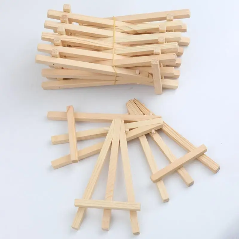 10Pcs Mini Desktop Easel Painting Holder Adjustable Wooden Tripod Display Holder N0HC