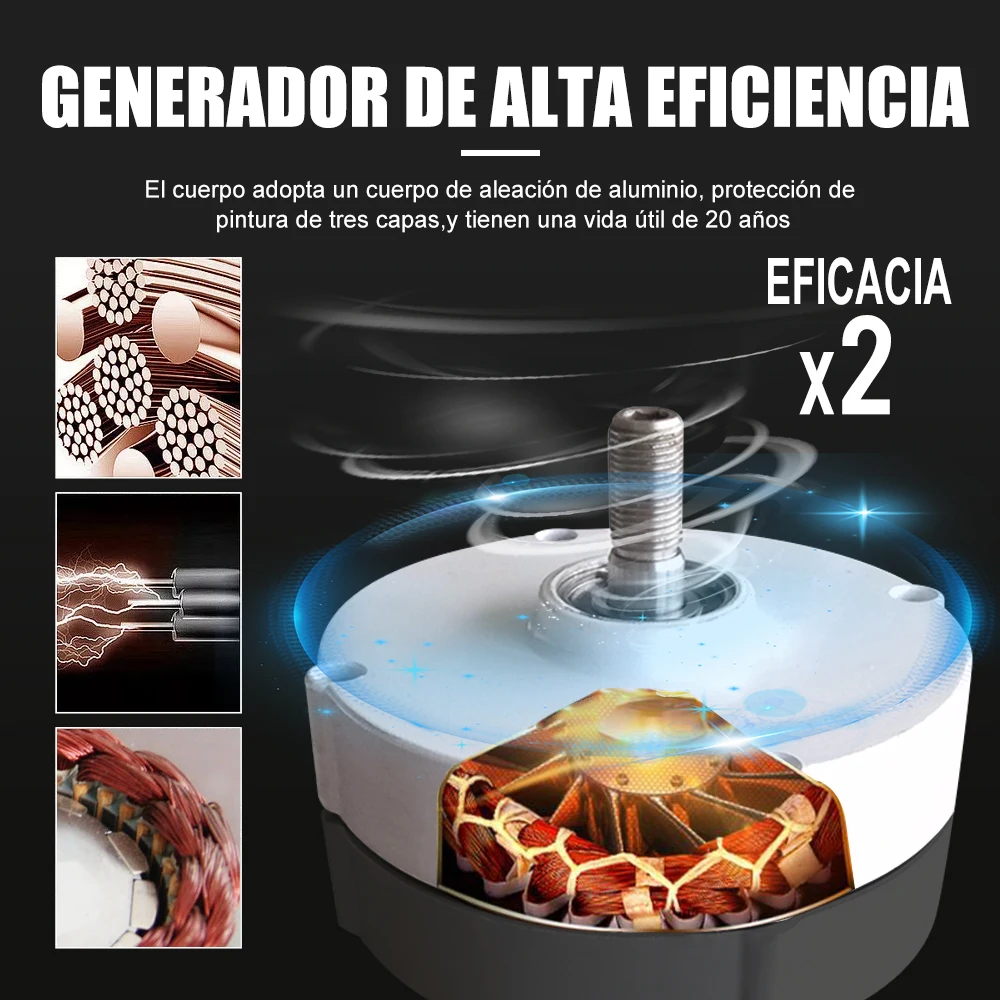 Imagem -05 - Gerador de Turbina Eólica 1000w 24v 48v Moinho de Vento Conecte ao Sistema Solar com Controlador Híbrido Mppt Inversor 220v Eficiência Real