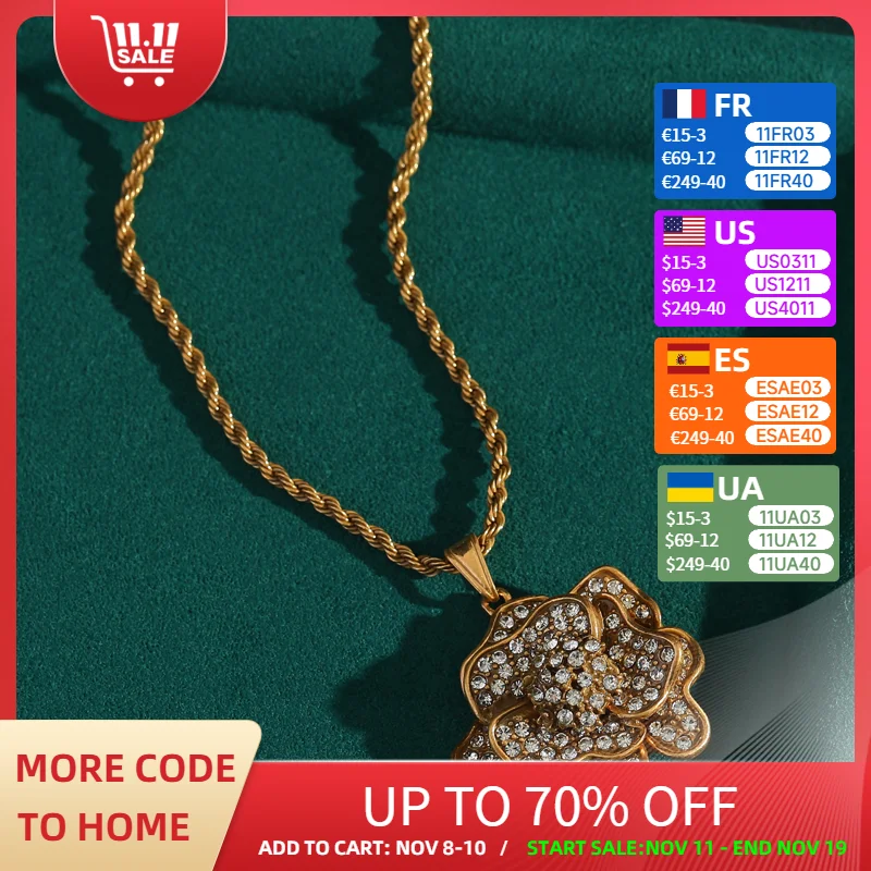 

2025 Camellia Rose Flower Pendant Necklace Woman Vintage Jewelry Gold Color Weddings Elegant Charms Antique Luxury Designer
