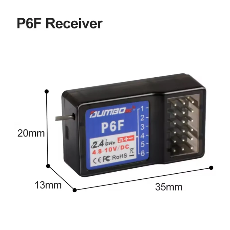 RC سيرفو DUMBORC P6F/P6FG/P6DC/P6DCG 2.4G 6CH راديو نظام التحكم استقبال ل X4 X5 X6 X6P الارسال RC سيارة قارب
