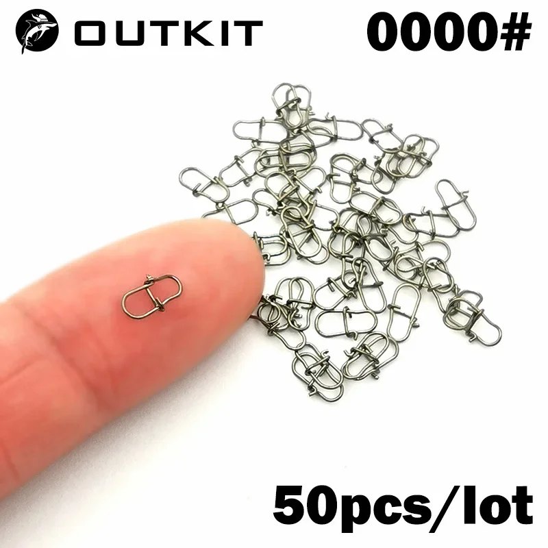 OUTKIT 50 шт., вертлюг из нержавеющей стали, аксессуары для рыбалки, разъем, зажим для приманки, вращающиеся вертлюжки, снасти для морской рыбалки