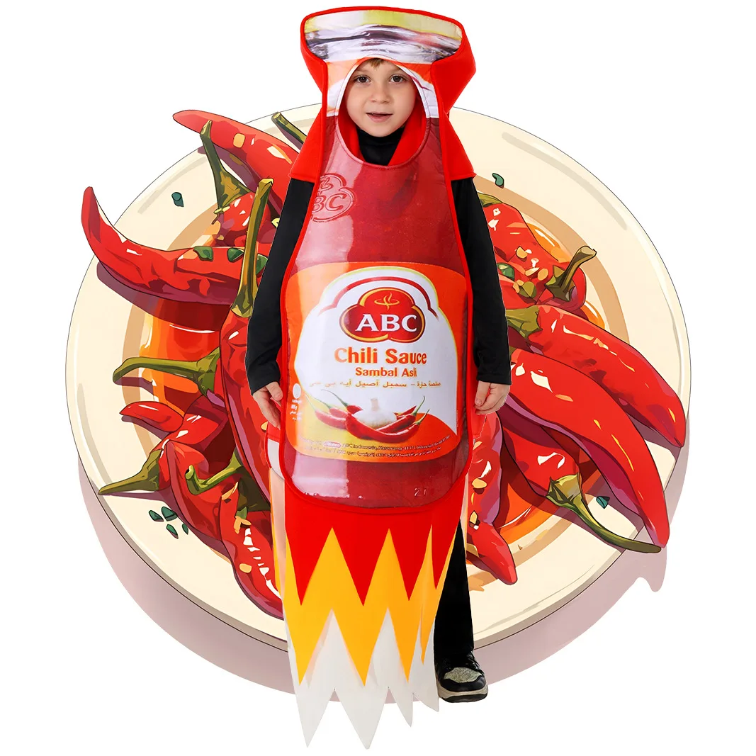 

Carnival Children's Carnival Performance Costumes Chili Sauce Bottle Cosplay Costumes School Stage Performance Costumes