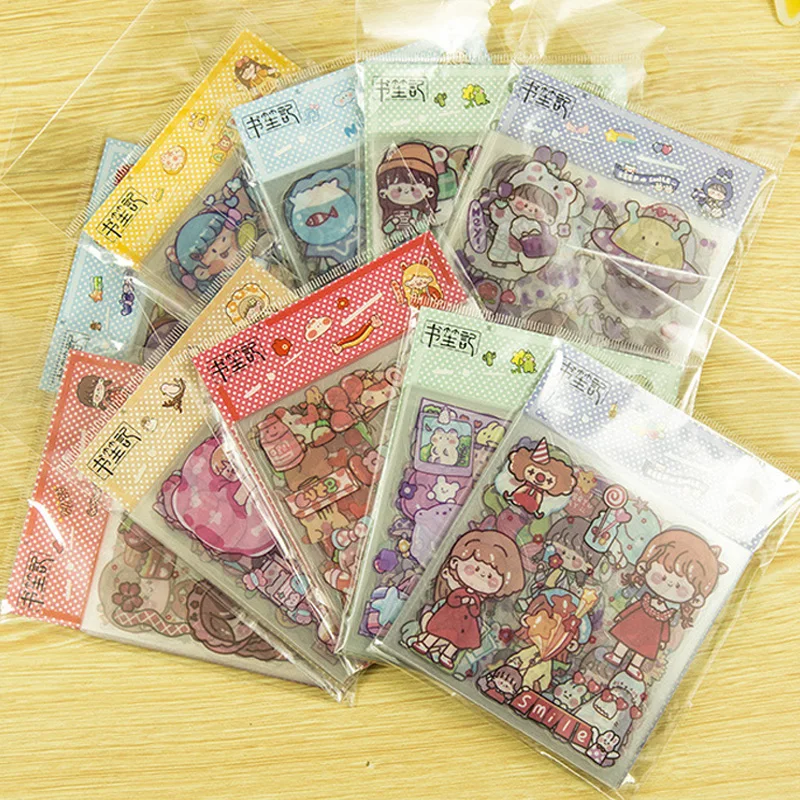 20 Sheets/Set Cute Cartoon Hand Account Sticker PET Waterproof Kawaii DIY Scrapbooking Decoration Stickers