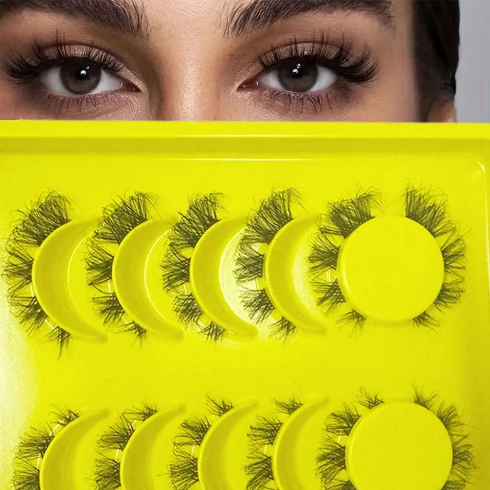 6 pares de pestañas postizas finas naturales, pestañas postizas de visón 3D esponjosas y desordenadas, extensión de ojos con banda suave y transparente
