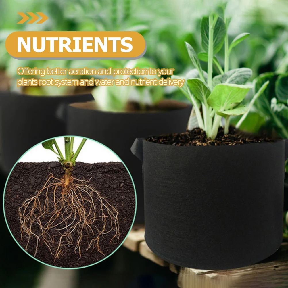 

5pcs Plant Growing Bags Non woven Fabric for Trees Vegetables Flowers Good Drainage Air Permeability High Survival Rate