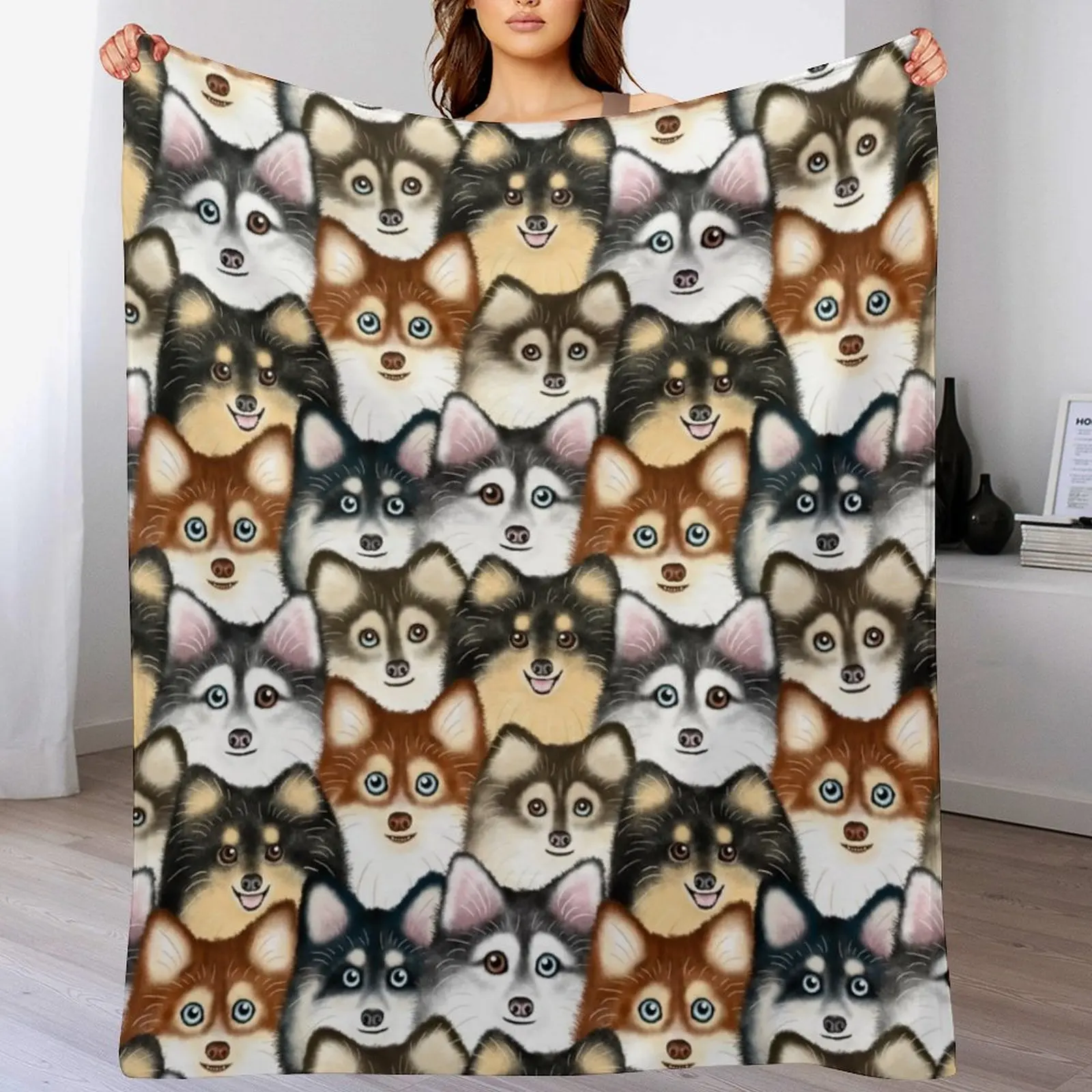 

Pomsky Pattern Throw Blanket