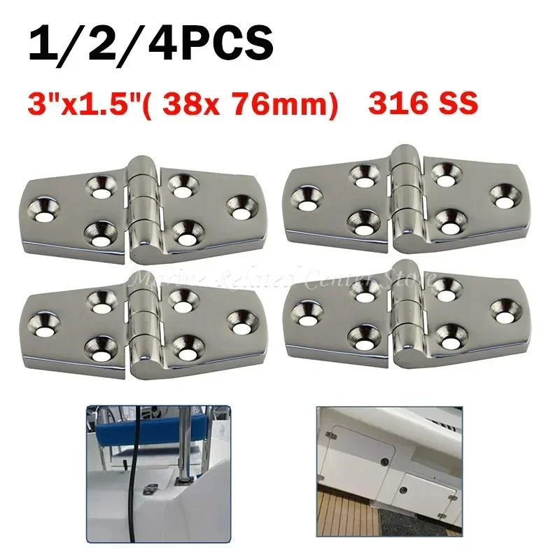 1/2/4 PCS Zawias do drzwi ze stali nierdzewnej 316 Zawias do łodzi morskich Jacht 76 X 38 mm Rafting Akcesoria żeglarskie Łódź morska
