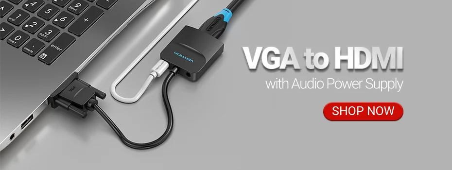 Vention HDMI zu VGA Adapter 1080P HD Stecker auf VGA Buchse Konverter mit 3,5 Jack Audio Kabel für Xbox PS4 PC Laptop Projektor – Detail 1