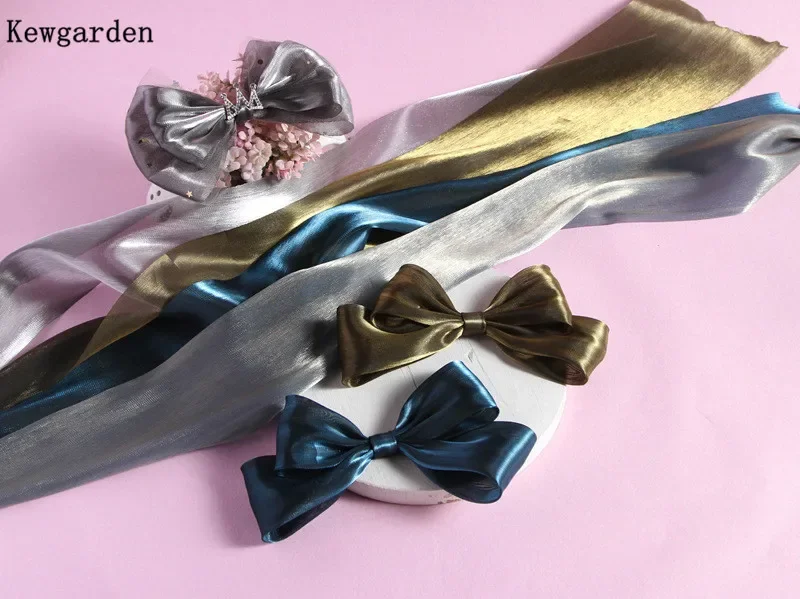 Kewgarden Wholesale Shiny Voile Ribbon 8cm 12cm width Handmade Tape DIY Bowknot Hair Accessories Gift Packing Riband 22 Yards