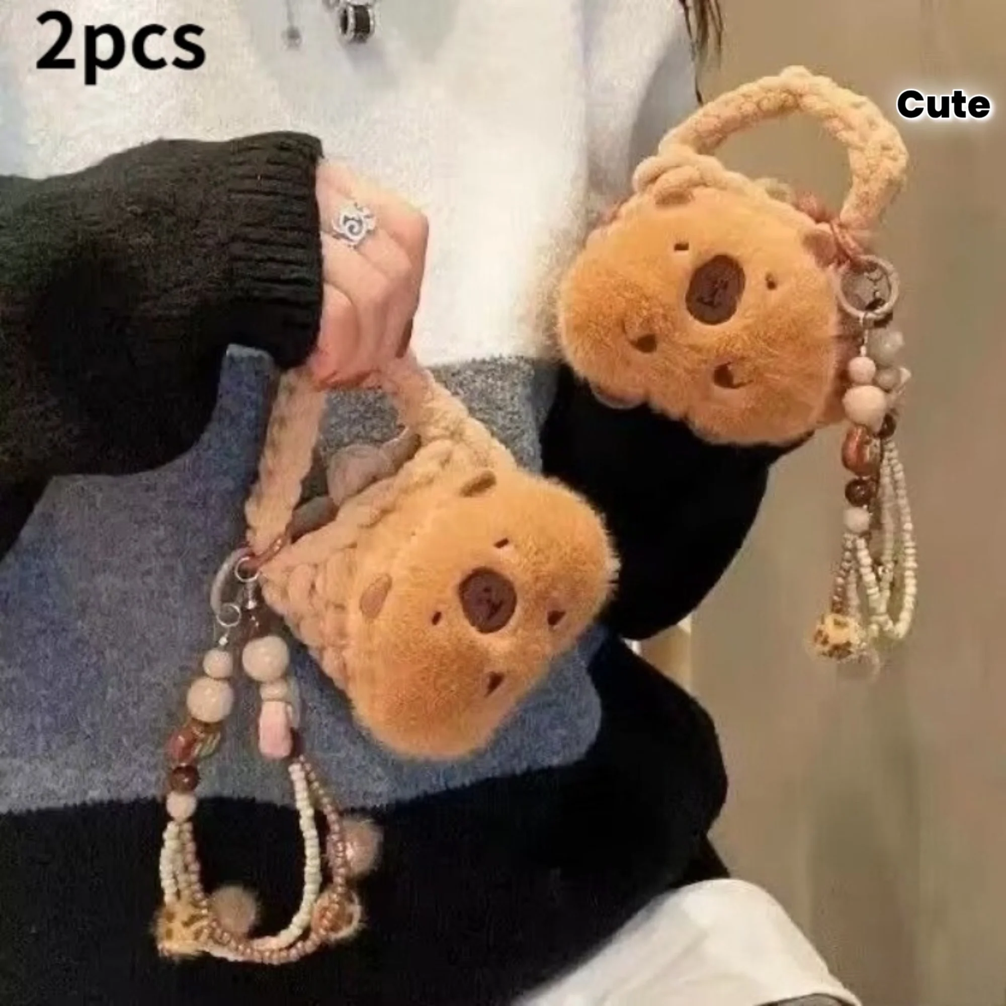 

Cute Brown Capybara Plush StorageBag for Girls,Can Hold Earphones and Loose Coins Built-in Divider,High-QualityPlush Storage Bag