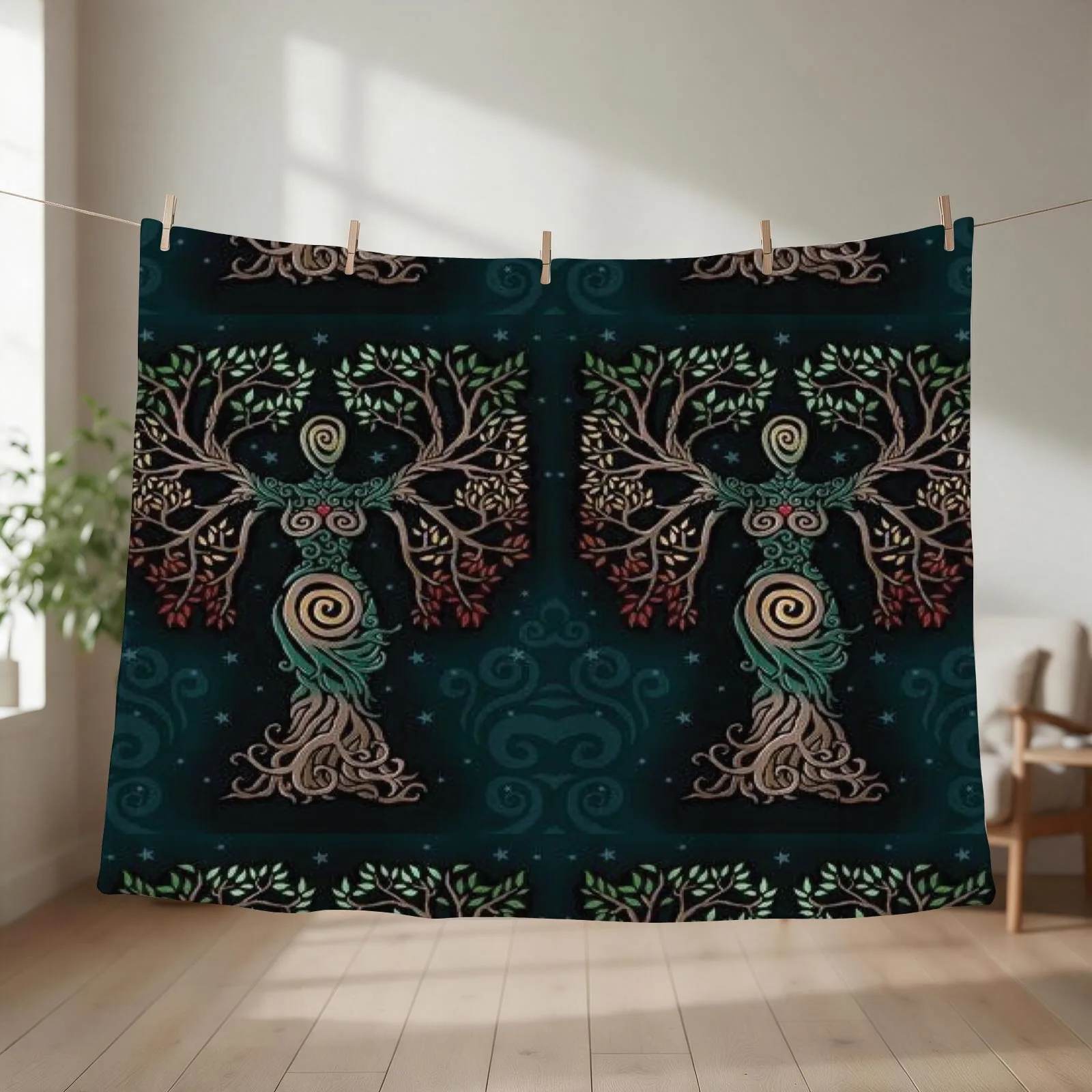 Spiritual Pagan Tree Throw Blanket couch cozy soft plush fuzzy picnic outdoor blanket