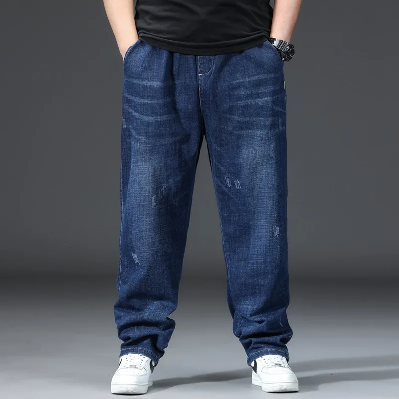 الخريف الرجال الجينز الكاحل طول ركض فضفاض حجم كبير 5XL 6XL 7XL الدنيم Sweatpants الذكور السراويل المتضخم سراويل جينز