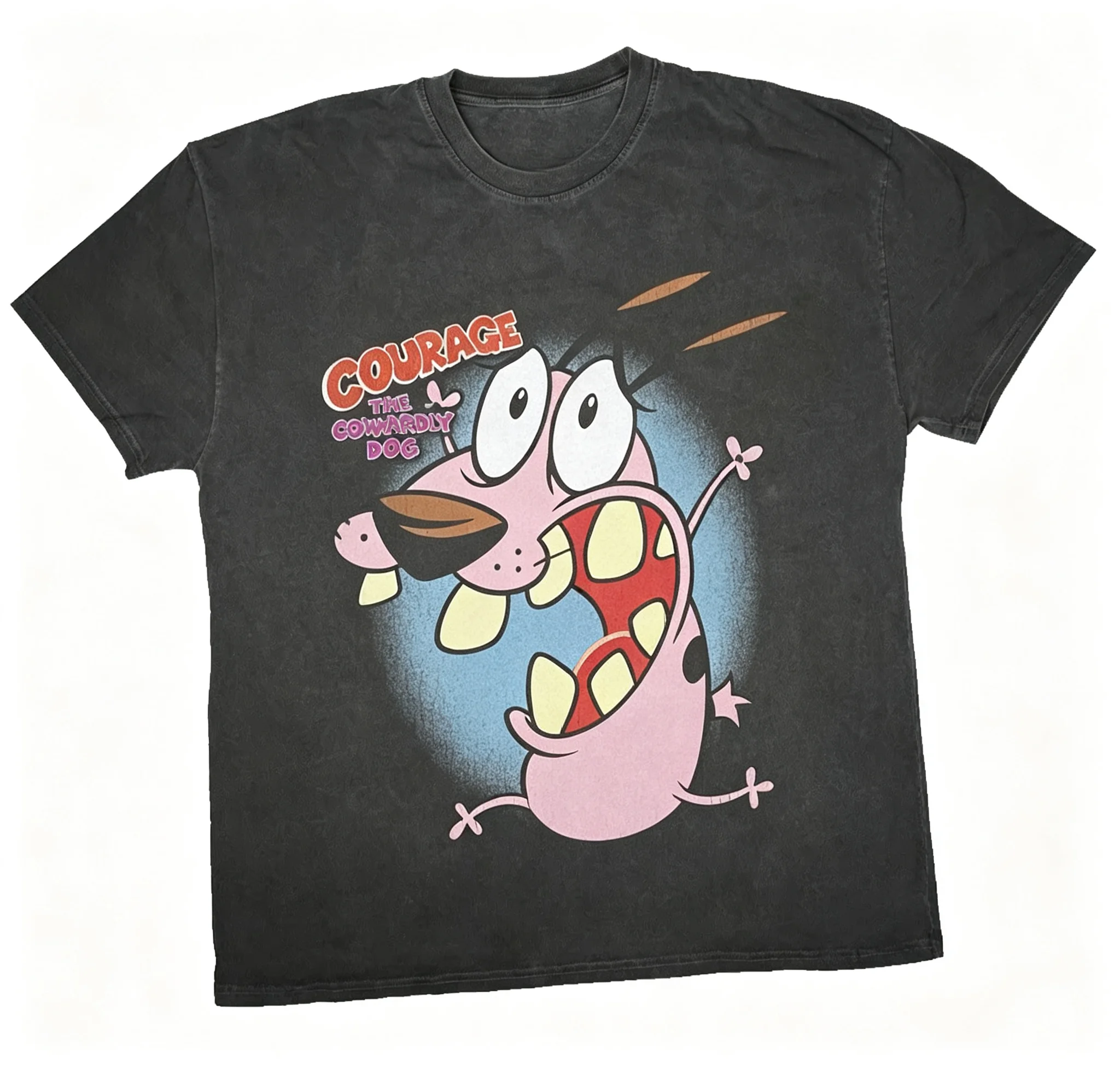 New Courage The Cowardly Dog Graphic T Shirt Men Women Retro Cartoon Print Black Oversized Unisex Summer Casual Short Sleeve Tee
