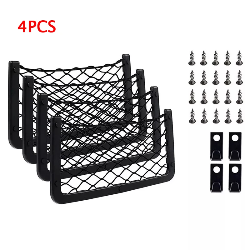 

4Pcs Car Seat Backrest Storage Net Bag Multifunctional Vehicle-mounted Storage Bag Magazine Phone Snack Organizer for RV Bus Car