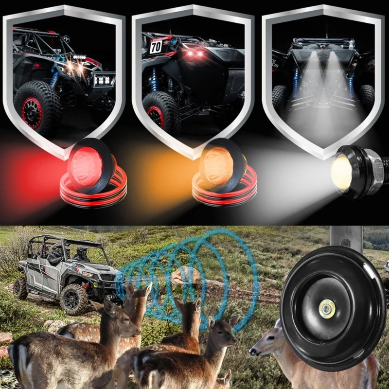 Kit de Clignotant Universel avec Paupières en Corne, Lumière de Danger, Fil Fusible, Adapté pour UTV RL Golf SXS, Étanche