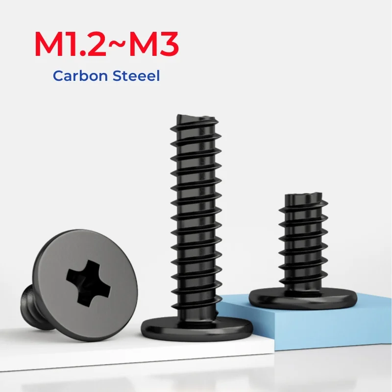 M1.2~m3 Black Carbon Steeel Cb Ultrathin Flat Wafer Self-tapping Screw Phillips Super Low Mini Screws
