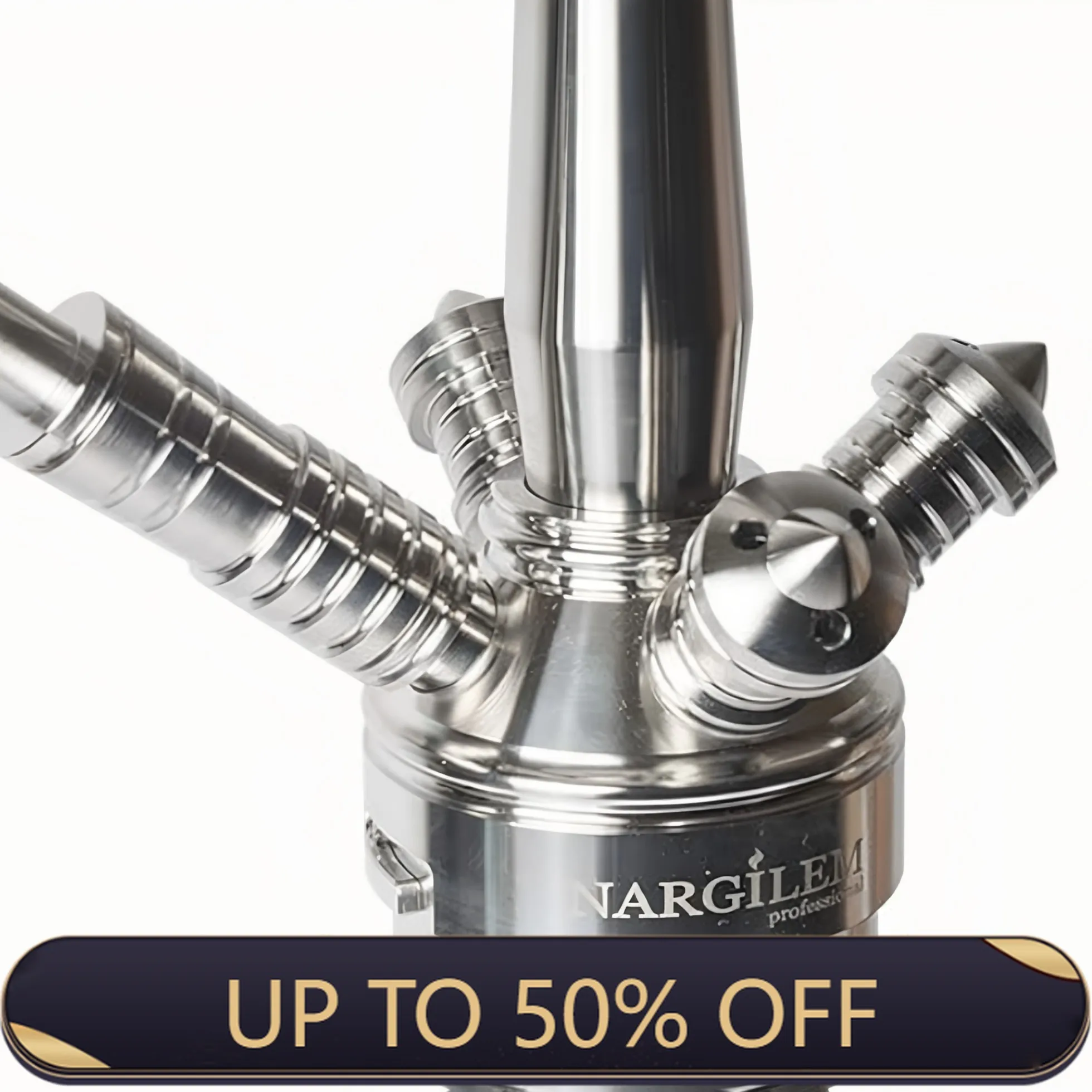 NargilemV2A Hookah Shisha 304 Stainless Steel Large Hookah with Glass Bottle Single Hose